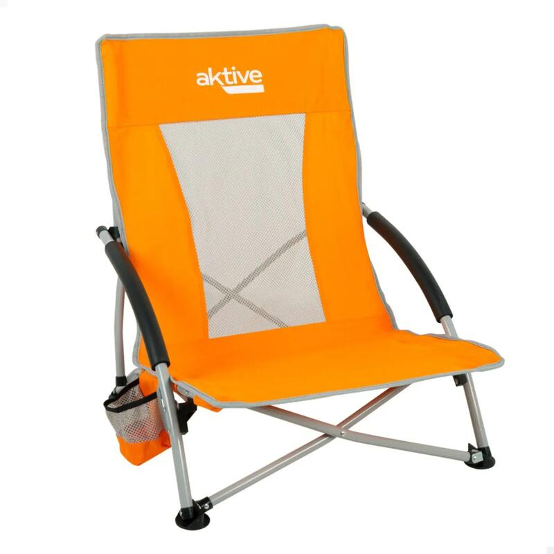 Aktive Silla de Playa Plegable Baja con Posavasos
