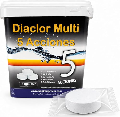 DIACLOR Multi 5 Acciones 5 kg – Pastillas de Cloro Multifunción 200 g