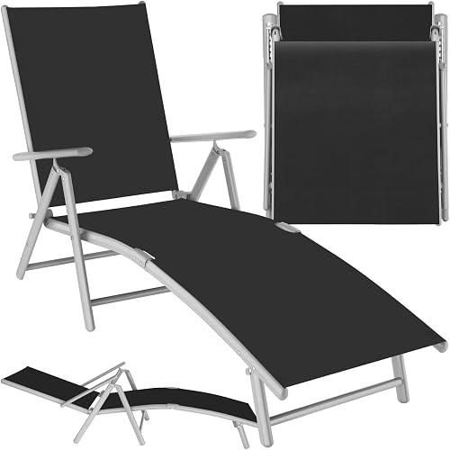 TecTake Tumbona Plegable Aluminio 6 Posiciones con Parasol y Reposacabezas